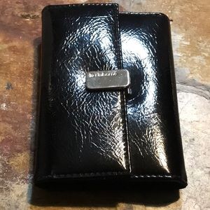 Liz Claiborne Black Vinyl Tri-Fold Wallet Vintage